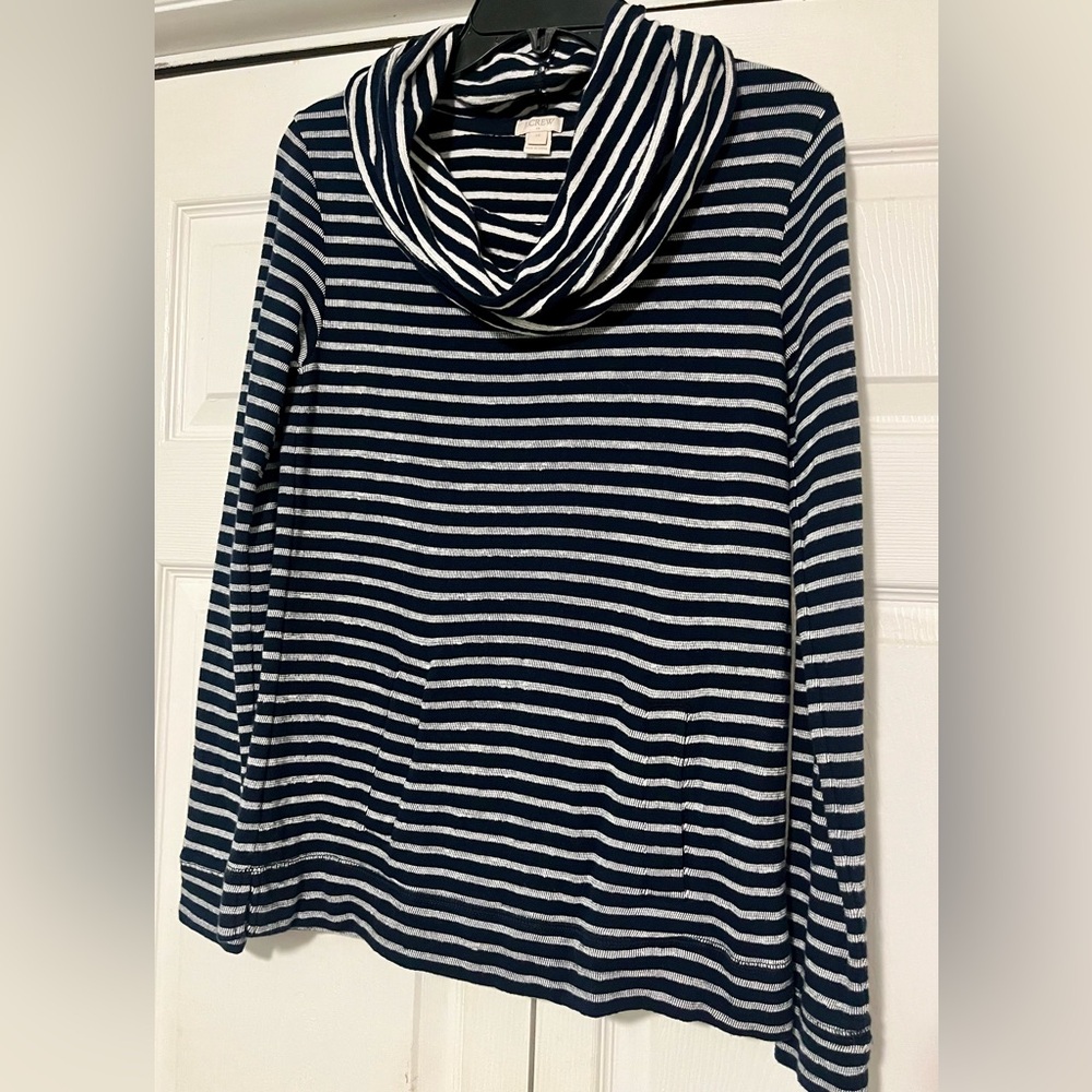 J.Crew Striped Cowl Neck Cotton Pullover – XS